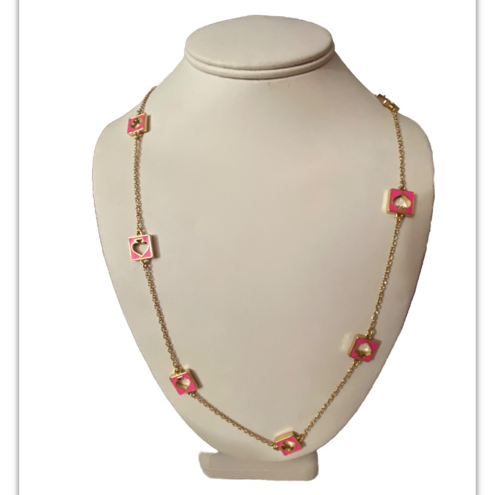 NEW Kate Spade hole punch pink gold long chain necklace